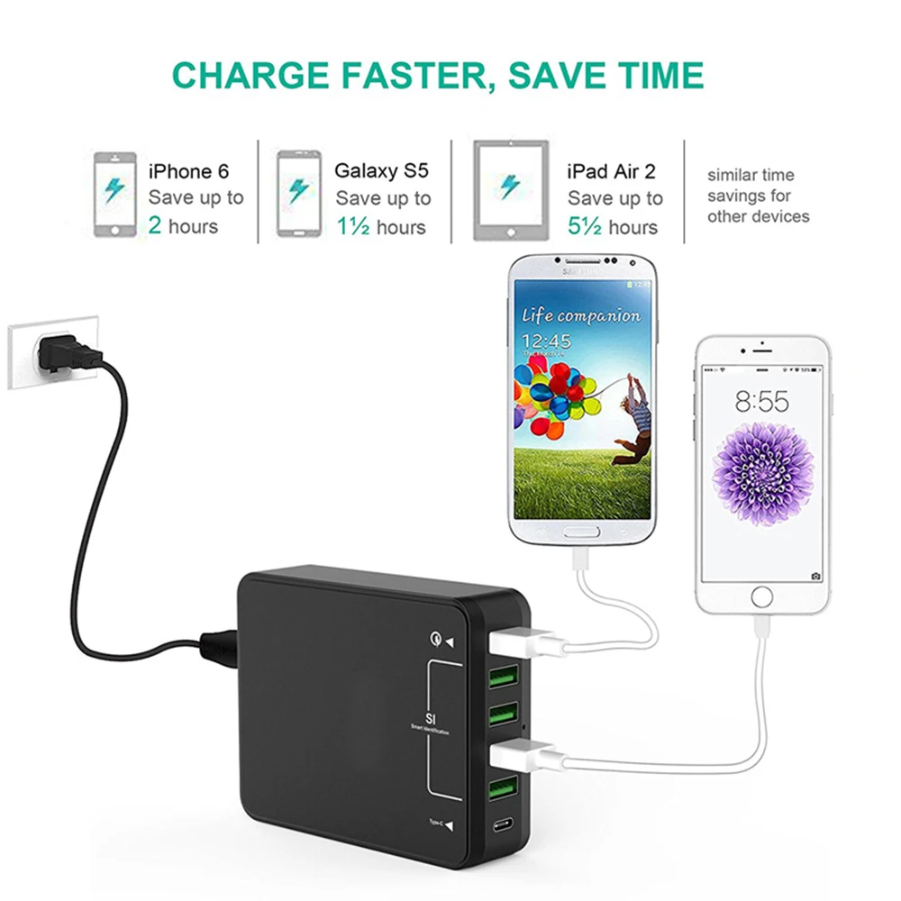 Зарядное устройство USB Multi Quick Charge 3,0 и type C USB-C порт зарядное устройство для телефона зарядное устройство с адаптером для путешествий для iPhone iPad samsung huawei