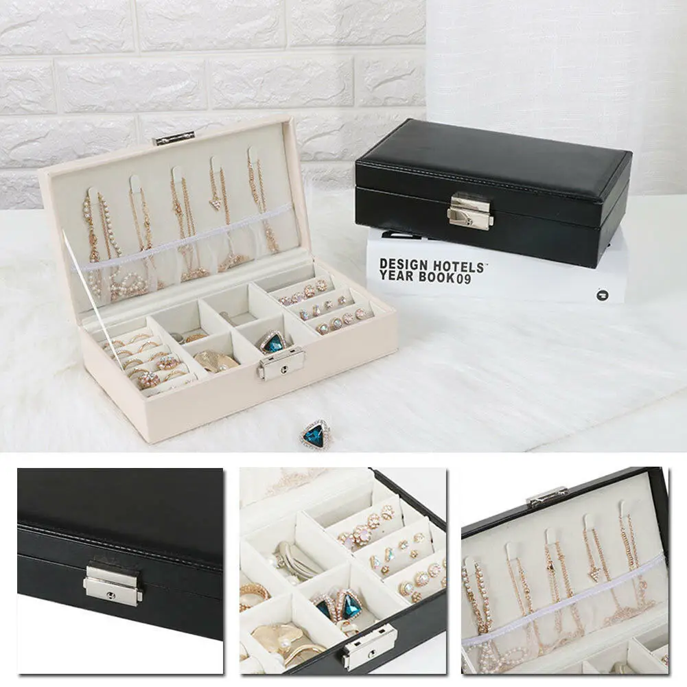 New Fashion Style Women PU Leather Solid Lock Portable Jewelry Box Travel Packaging Storage Organizer | Багаж и сумки