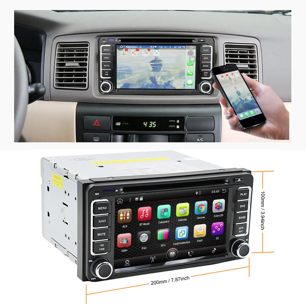 Eunavi 2 din Android 8 1 автомобильный DVD gps для Toyota Hilux Yaris Vios Camry Corolla Prado RAV4 2003 2004 2005 2006 2007 2008|car