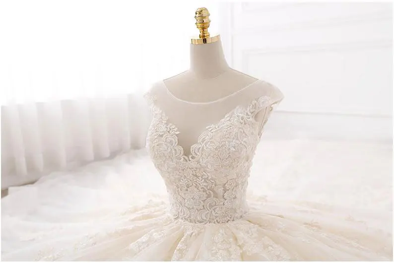 Свадебное платье с кружевной аппликацией и вышивкой из тюля|vestidos de novia|bridal gowngown