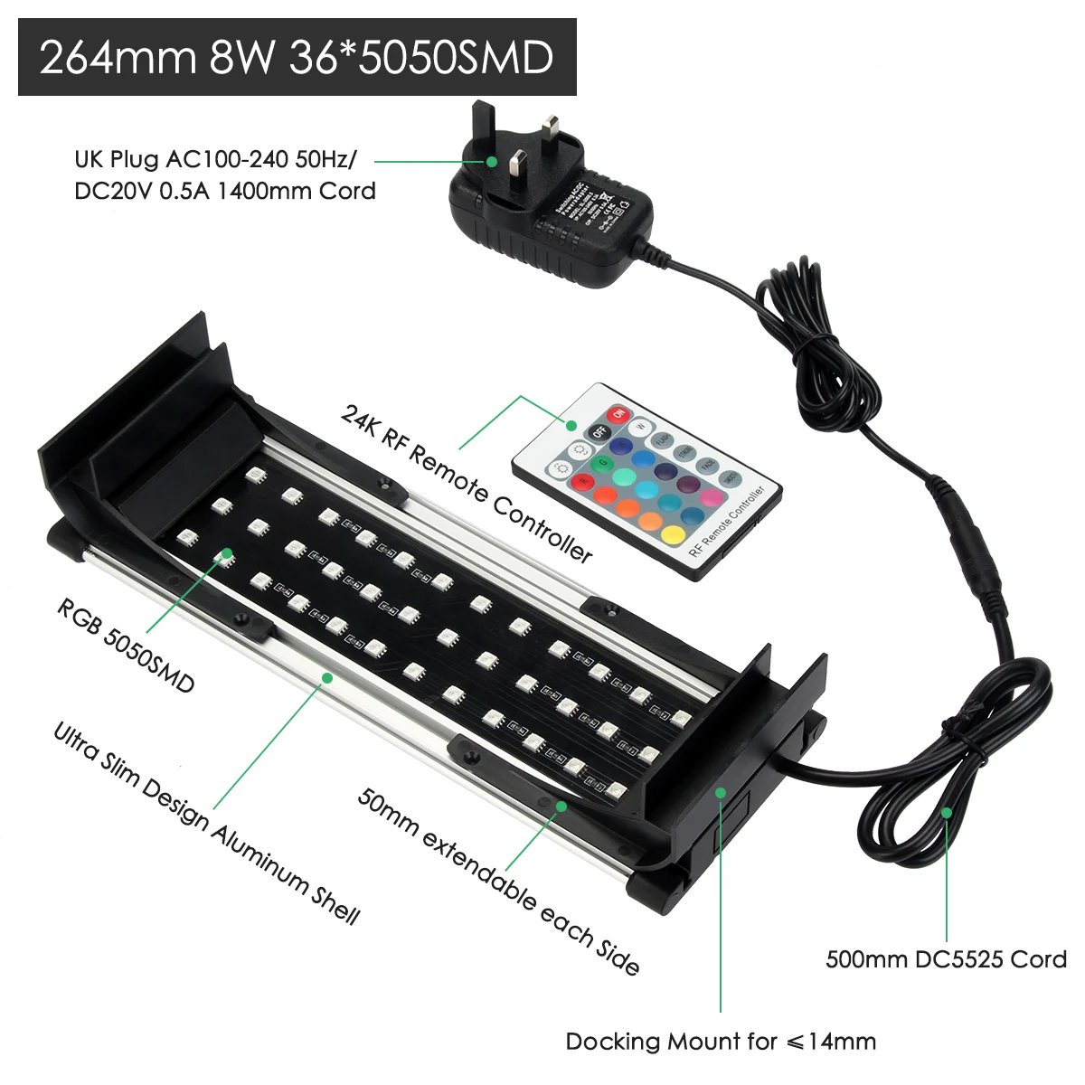 Штепсельная Вилка для аквариума светодиодная осветительная лампа 8 Вт 10 13 15 RGB с