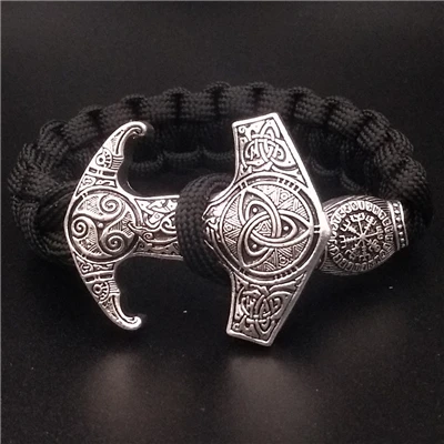 Odin Ворон славянский Коловрат Тор молот Мьёльнир мужские Vikingos Triskele троица Викинг браслет Valknut Vegvisir руны ювелирные изделия - Окраска металла: 10