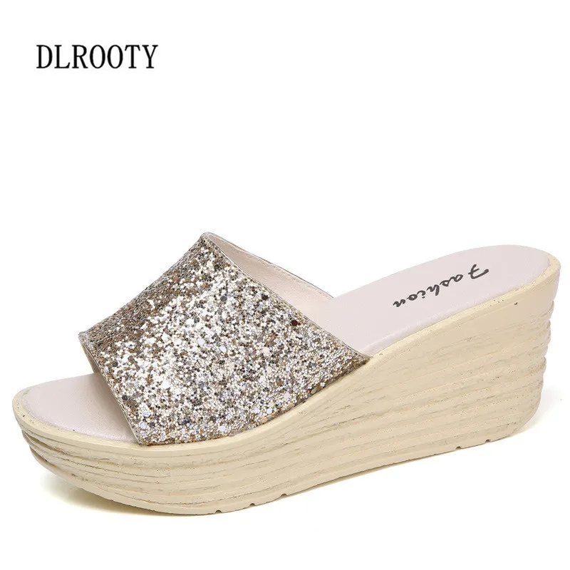 Женские шлепанцы сандалии вьетнамки на высоком каблуке Летняя обувь 2018 года