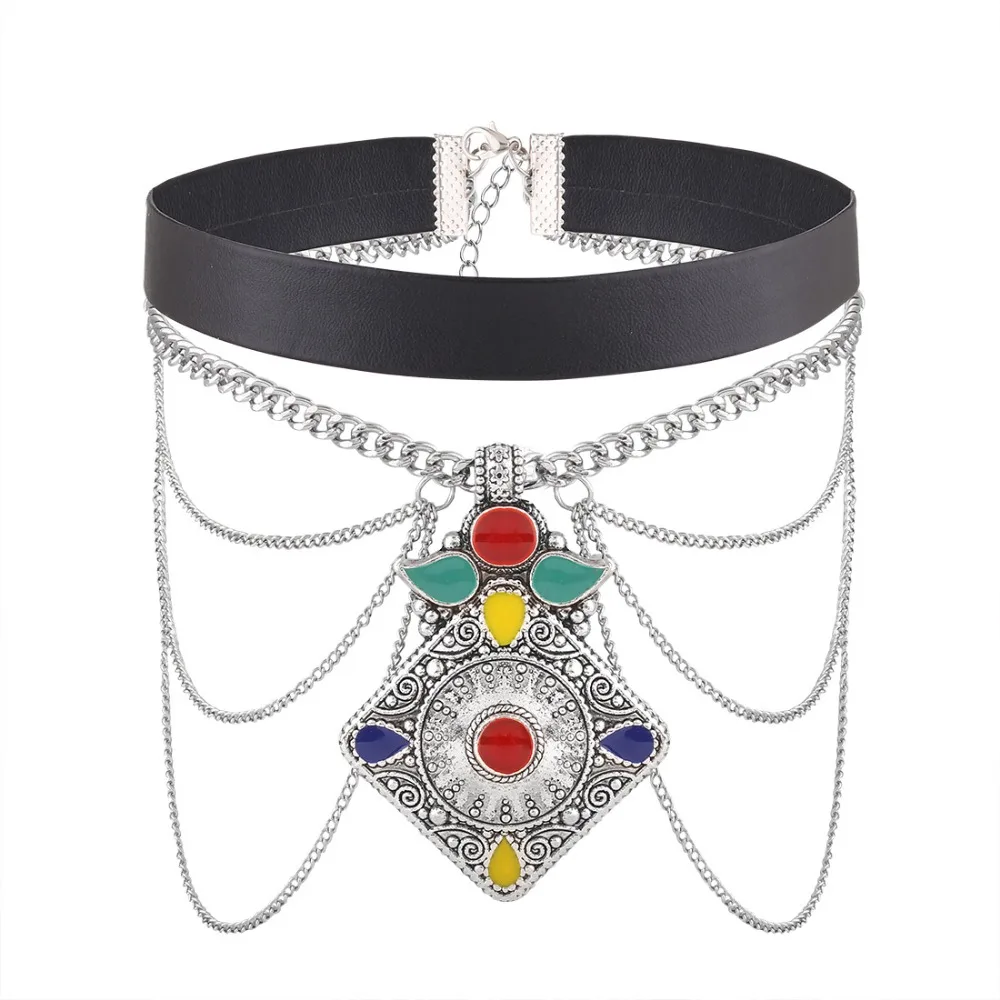 

Trendy Classic Adjust Enamel Chain Fabric Chokers Women Necklaces Gift M362