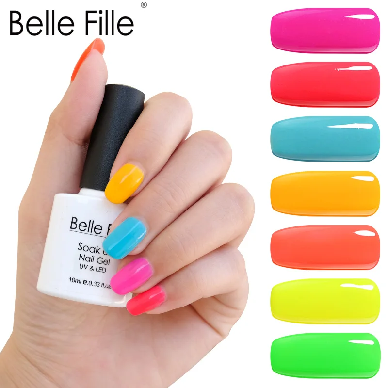 Belle Fille 10 мл Гель лак для ногтей неоновый цвет УФ светодиодной сушки Украшение Лак