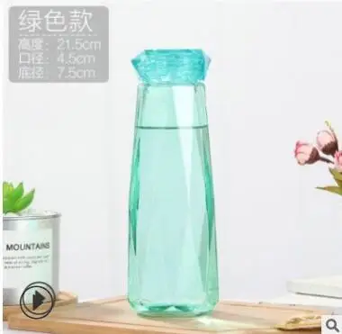 Зеленый Хрустальная бутылка для воды, креативные бутылки, чашка, бутылка с драгоценными камнями, дорожная бутылка, прозрачная стеклянная бутылка для сока воды для женщин - Цвет: Зеленый