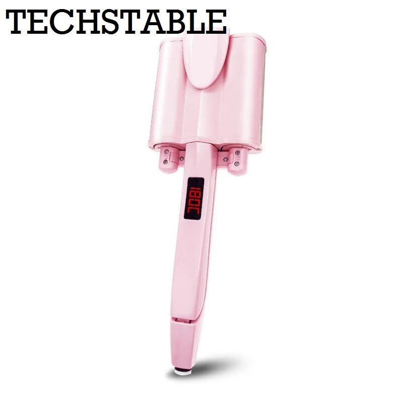 

TECHSTABLE Mini Wave Hair Curling Iron 2 Stick Omelet Ceramic Triple Barrel Electric Curler Roller Flower Cone Styling Waver EU