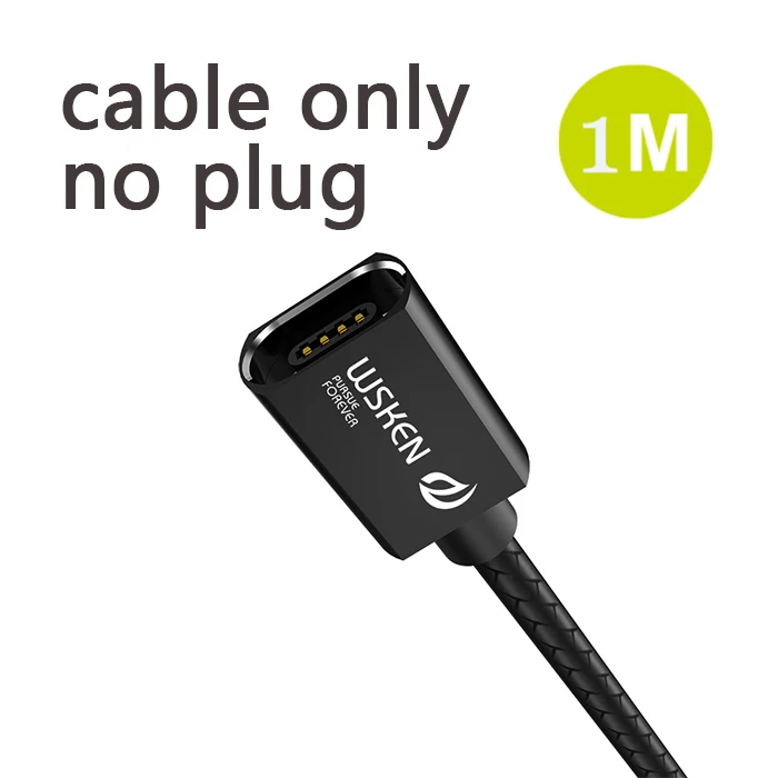 cable only black 1m WSKEN X1 Магнитный кабель для зарядки и передачи данных, магнитный кабель для зарядки iPhone, кабель Micro USB 3A, быстрый кабель usb type C USB C, Micro USB - Цвет: cable only black 1m
