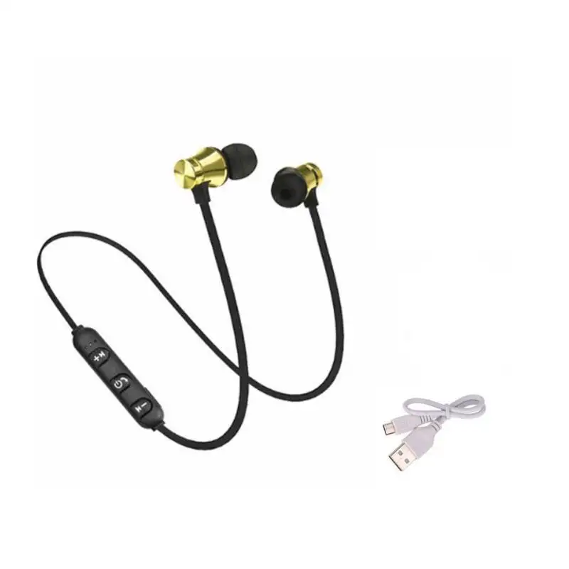Золотой Магнитные музыкальные bluetooth-наушники Спортивные Беспроводные Bluetooth 4,2 гарнитура для iPhone 8X7 Xiaomi 9/8 SamSung S10/S9/S8 - Цвет: Золотой