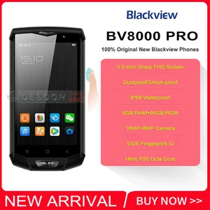 Blackview BV8000 Pro Smarthphone Водонепроницаемый IP68 6 ГБ Оперативная память 64 Гб Встроенная память Мобильный телефон FHD MTK6757V Android 7,0 16MP usb Type-C кабель