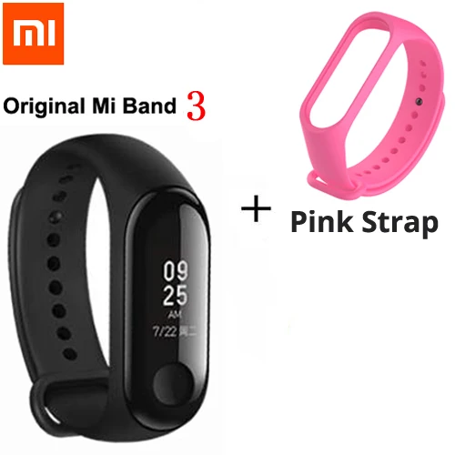 Add Pink Strap Xiaomi Mi смарт-браслет 3, фитнес-браслет, большой сенсорный экран, 0,78 дюймов, OLED сообщение, сердечный ритм, смарт-браслет - Цвет: Add Pink Strap