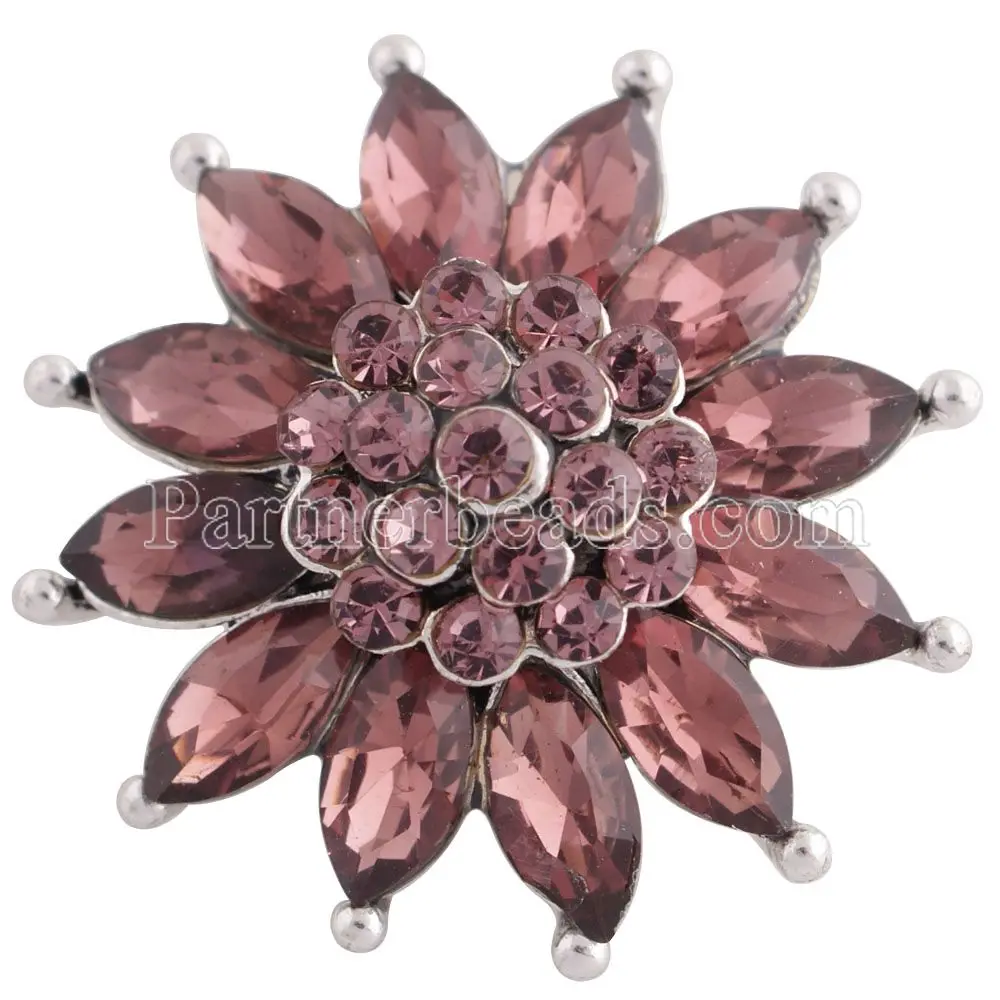 New rhinestone sun flower 20mm snap button snaps jewelry fit for bracelets&ampbangles wholesale KC8922 | Украшения и аксессуары