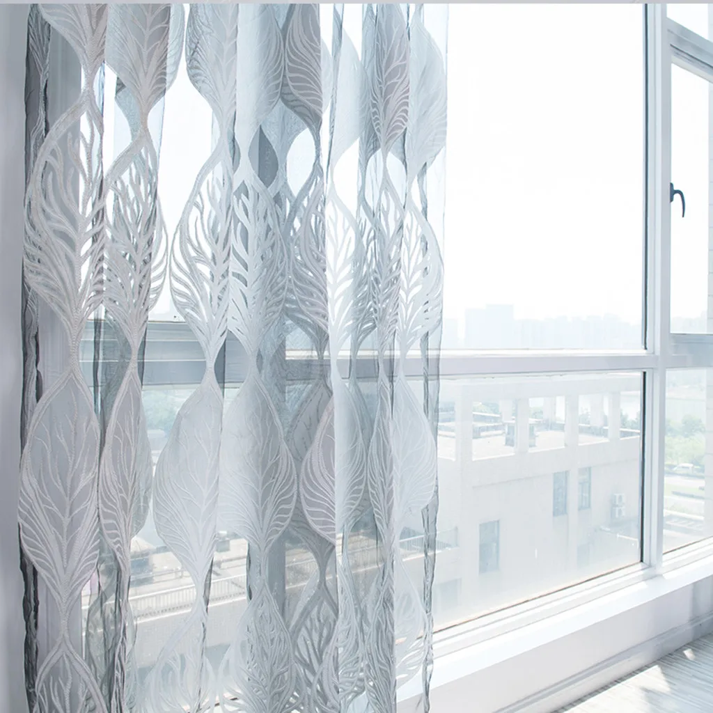 2019 тюль для занавески с листьями драпировка окон балдахин 1 панель ткань