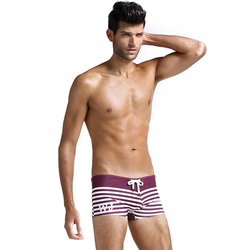 Wj летние мужские плавки с низкой талией боксеры сексуальные цветные полосатые