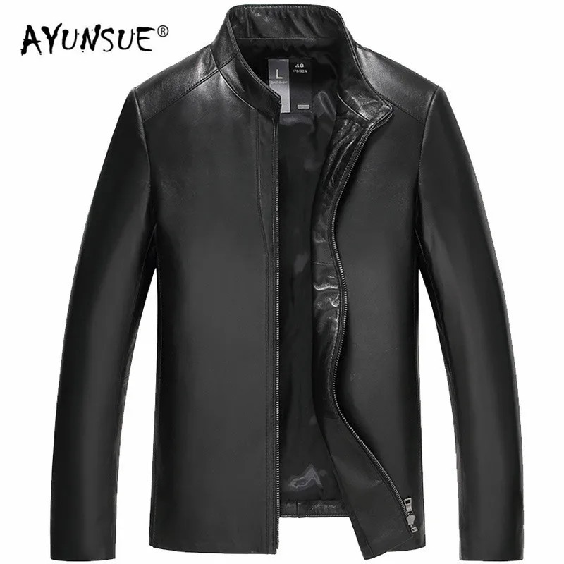 

Куртка AYUNSUE мужская из овчины, мотоциклетная куртка из натуральной кожи, Chaqueta Cuero Hombre 16H9902 YY268, весна-осень