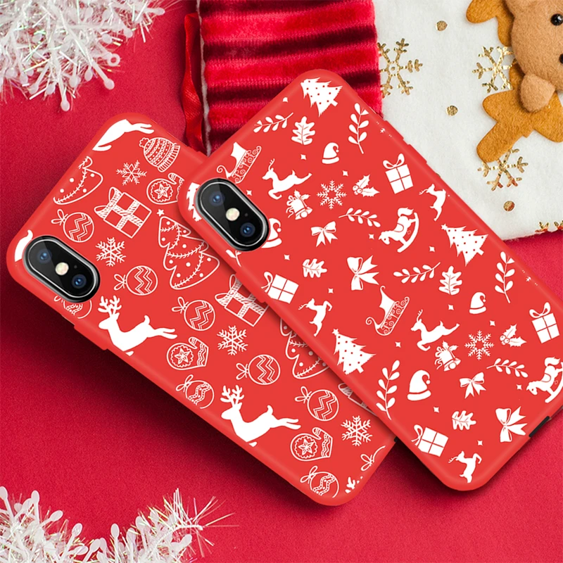 KK PINK Christmas Tree Phone Case For iPhone XS MAX XR 8 7 Plus Santa Claus Snowman Max 6S 6 TPU Silicone Cover |