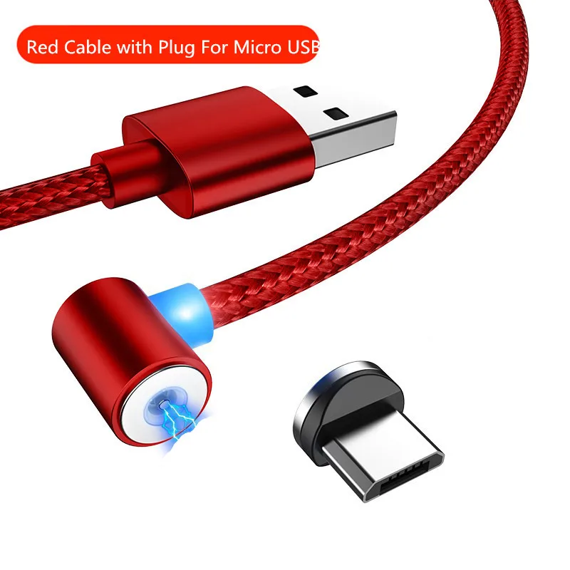 Магнитный кабель для зарядки типа C l-линия 2.1A 90 градусов Micro USB C кабель для USB шнур быстрое зарядное устройство магнит для samsung S9 huawei - Цвет: Red Cable Android