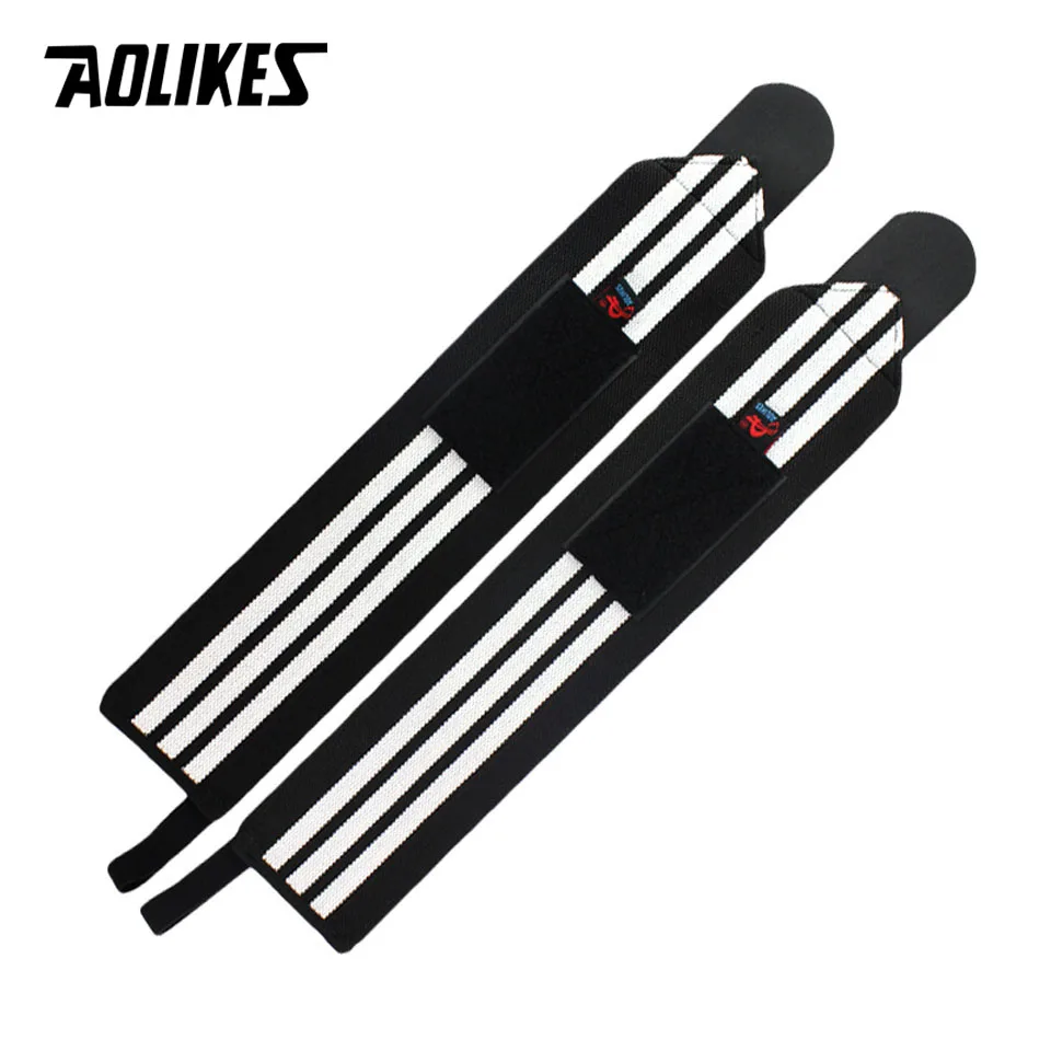 Black with 3 White AOLIKES 2 шт./лот браслет для занятий тяжелой атлетикой Спорт профессиональная тренировка руки полосы Powerlifting Бодибилдинг поддержка запястья - Цвет: Black with 3 White
