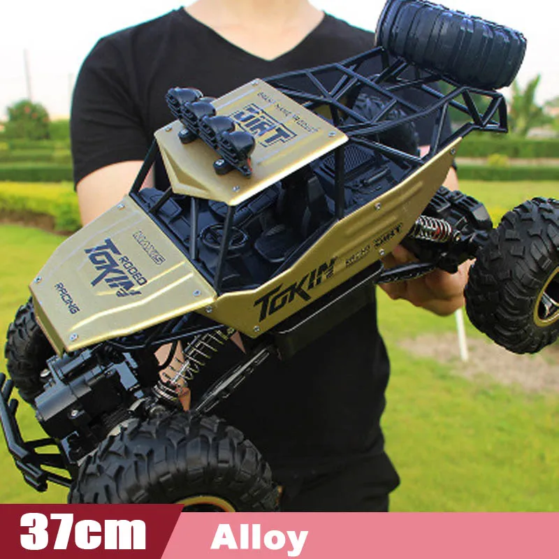 37cm Gold QWZ 1:12 RC автомобиль 4WD альпинистский автомобиль 4x4 двойной привод двигателей Bigfoot автомобиль дистанционное управление Модель внедорожный автомобиль для мальчиков детские подарки - Цвет: 37cm Gold