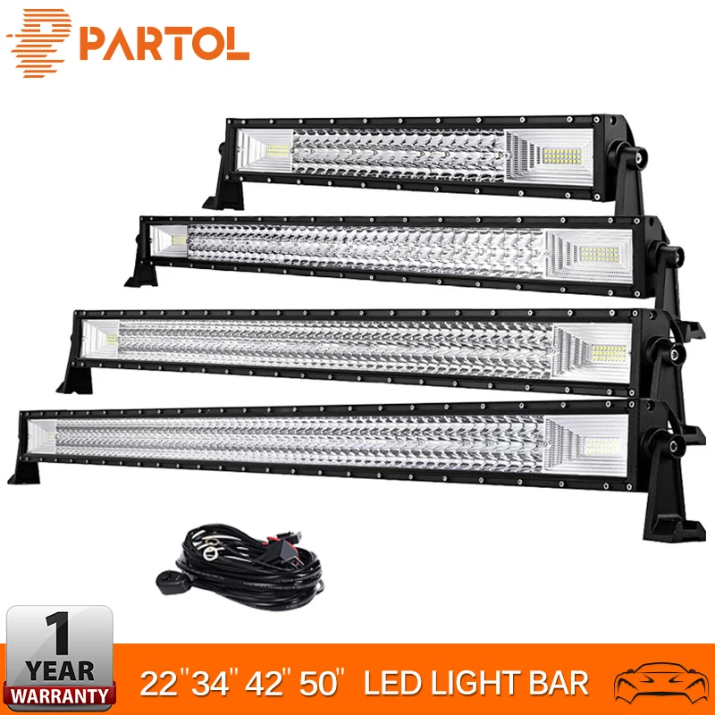 Partol 22 &quot34&quot 42 &quot50&quot прямой изогнутый трехрядный светодиодный светильник