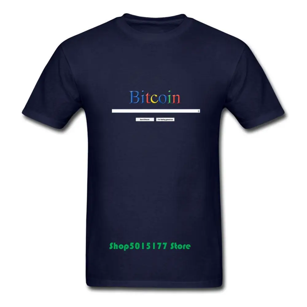 Новые дизайнерские футболки Bitcoin_Google Мужская футболка с круглым вырезом и