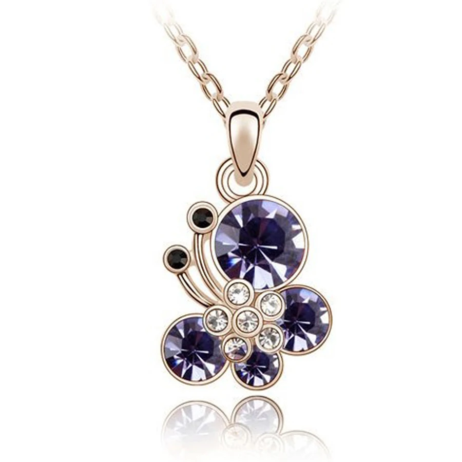 

austria crystal butterfly ladies jewelry fashion pendant Necklaces