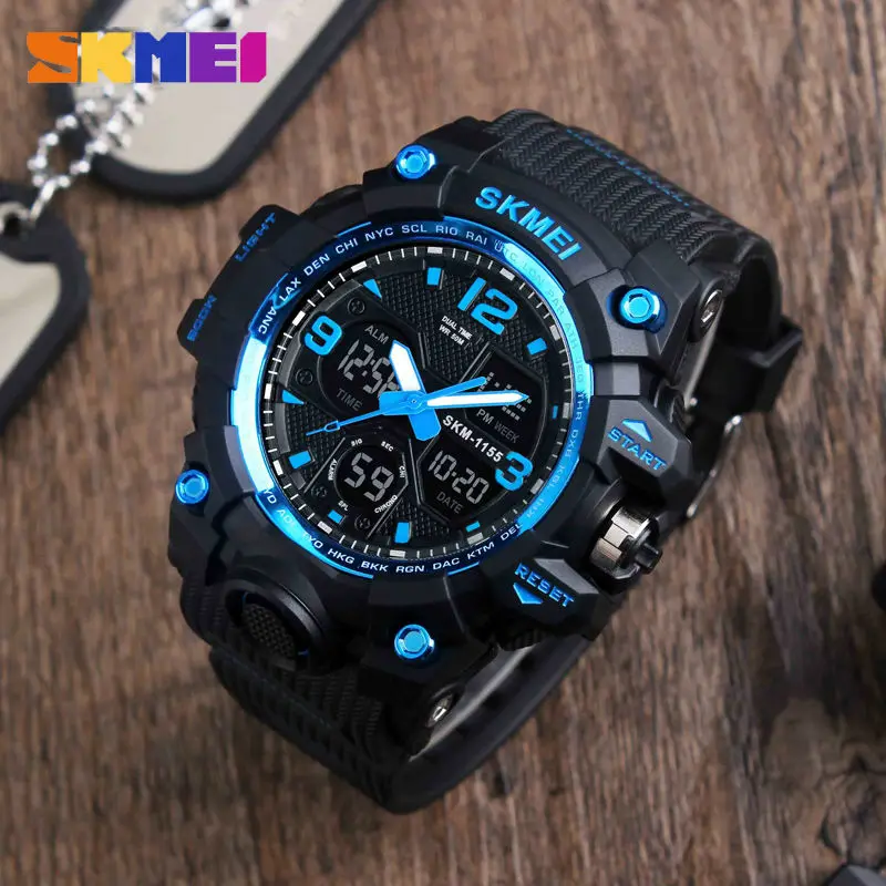 SKMEI 1155 спортивные часы мужские лучшие брендовые роскошные Цифровые светодиодный