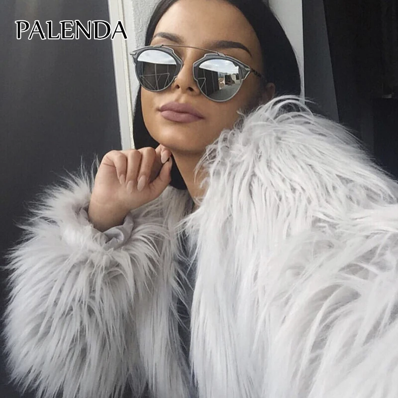 

2018 new women faux feather long jacket oversized loose