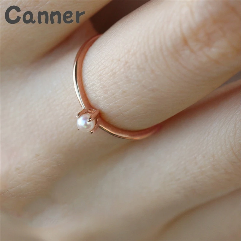 Canner Dainty кольца с искусственным жемчугом золотые тонкие кольца для женщин женские Свадебные обручальные кольца ювелирные изделия из бисера Anillos A40