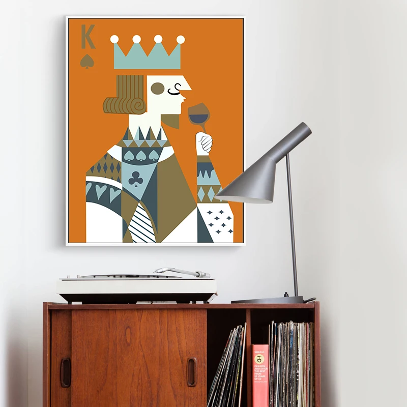 Абстрактный современный покер король королева пара любовь плакат печать A4