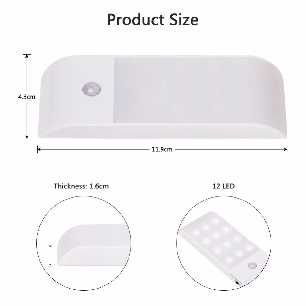 Мини ультра тонкий движения PIR Сенсор светильник Ночной для Clost шкаф лампа