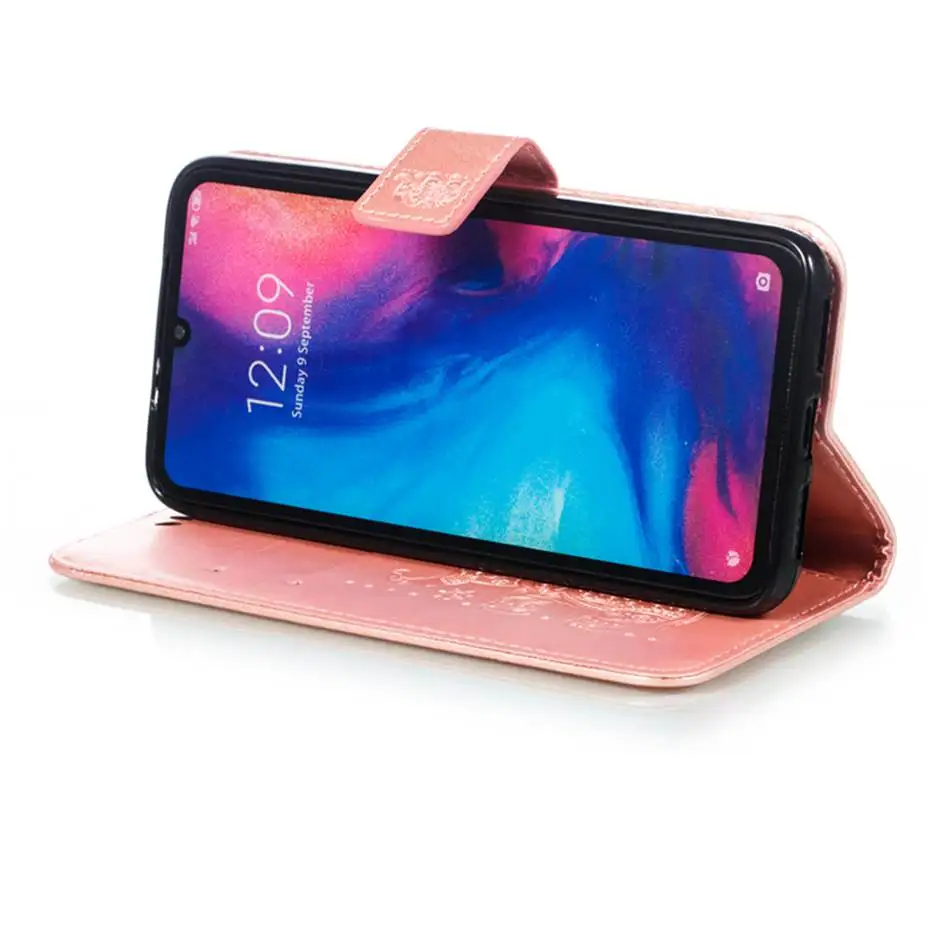 Кожаный чехол-книжка с 3D тиснением слона для Xiaomi Redmi 7 чехол-кошелек телефона