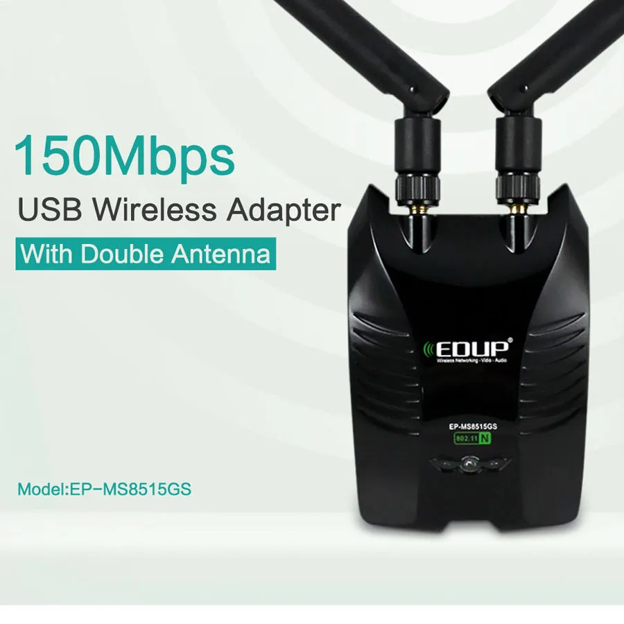 EDUP EP MS8515GS 150 Мбит/с 2 4 ГГц длинный адаптер Diatance Wifi с двойным усилением Hign 6dBi антенны