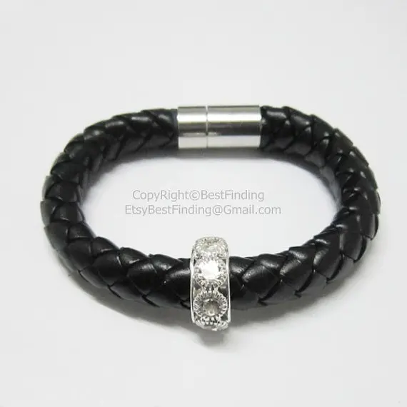 Braided leather cord Thick imitation faux | Jewelry Findings & Components