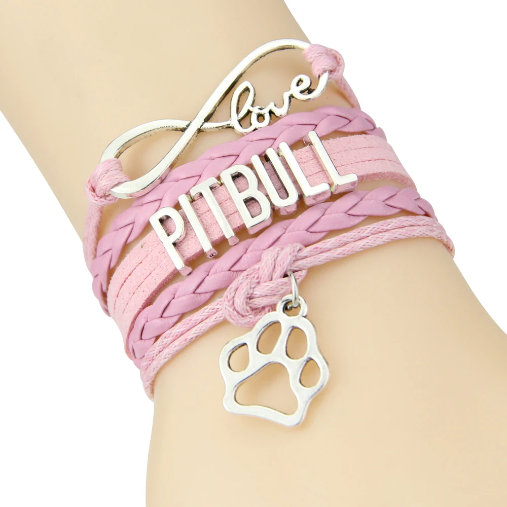 Браслет Fiashion Infinity love PITBULL из веревочной кожи с собачьей лапой очаровательные