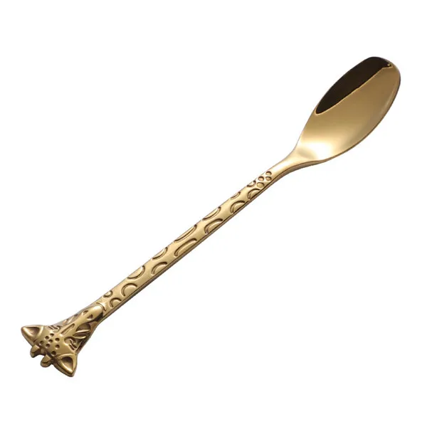 spoon 1 Креативная 304 ложка-вилка из нержавеющей стали с рисунком жирафа для кофейного торта, десерта, мороженого, вилки, ложки, роскошная Бытовая Посуда - Цвет: spoon 1