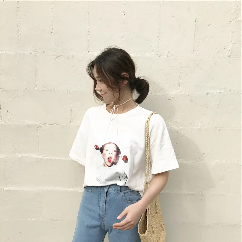 

Женская футболка с коротким рукавом, летняя футболка большого размера с принтом в стиле Харадзюку, панк-рок