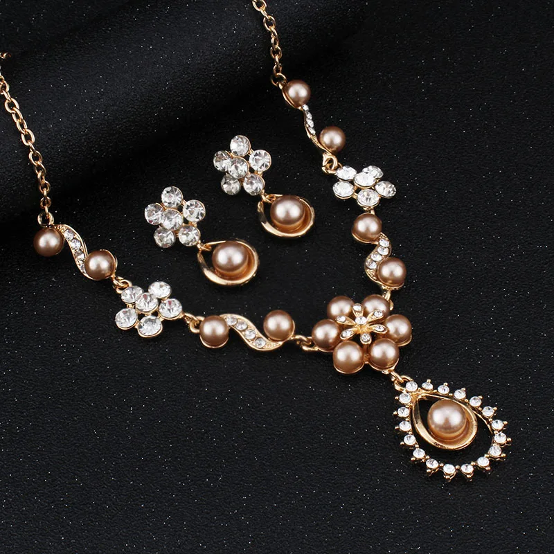 Jiayijiaduo Цепочки и ожерелья серьги для Для женщин Parure bijoux femm имитация жемчуга комплект ювелирных изделий для торжественное платье аксессуары