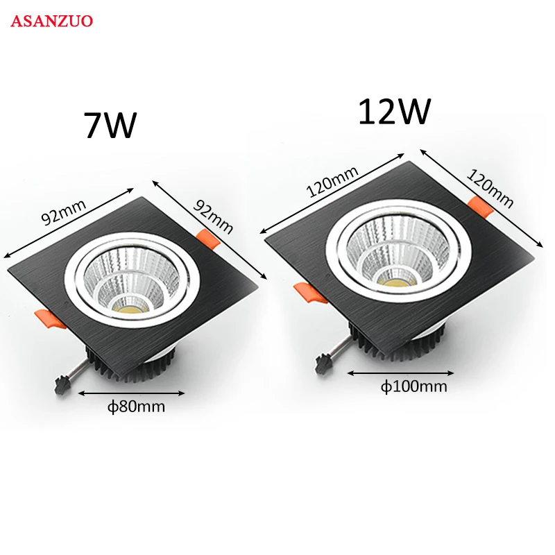 Светодиодные светильники 7W12W AC85 265V квадратный серебристый черный белый