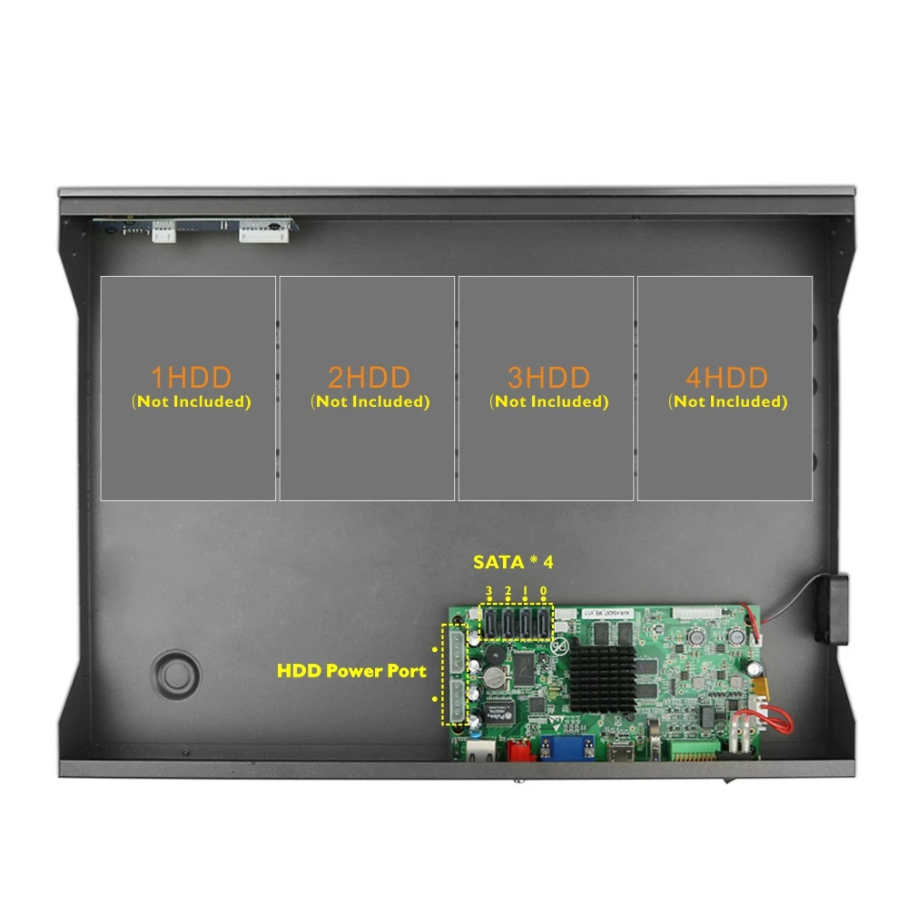 Svnvr 36CH H.265 4 K (8MP) Onvif Поддержка NVR 4x3 5 дюймов жесткого диска SATA HDD с P2P мобильного