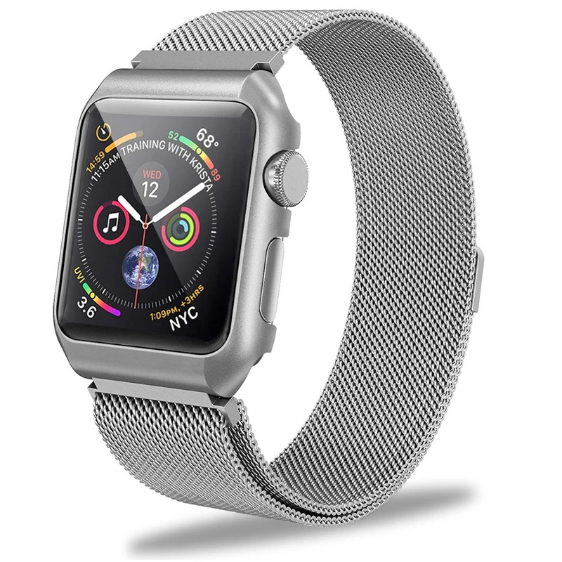 Для Apple Watch серии группа 4 40 мм 44 мм Milanese Loop замена группы металлический защитный чехол iWatch ремешок серии 3/2/1 38 мм 42 мм
