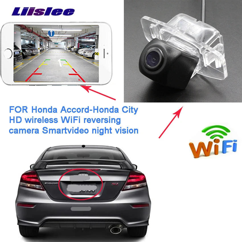 LiisLee WIFI задняя камера для Honda Accord Spirior 2012 ~ 2015 Civic 9 поколение FB Беспроводная ночного