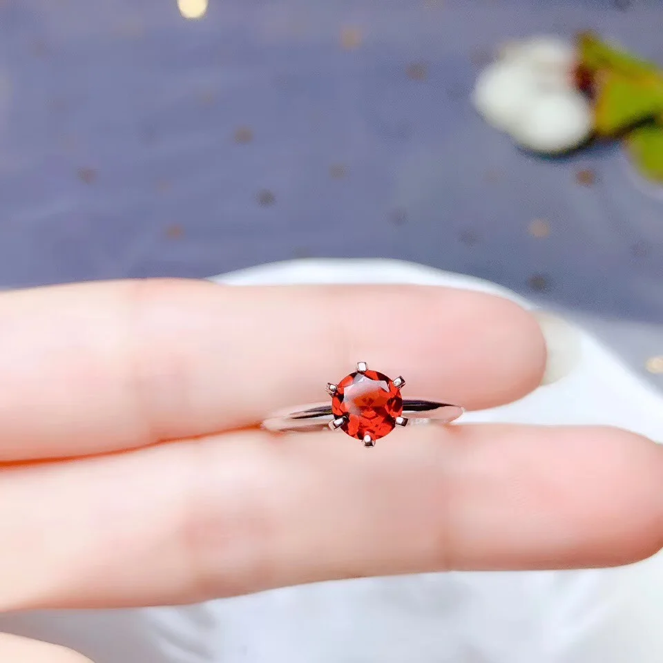 

Real Natural Mozambique Garnet Ring For Women Men 925 Silver 6x6mm Beads Red Gemstone Adjustable Ring Fashion Jewelry AAAAA