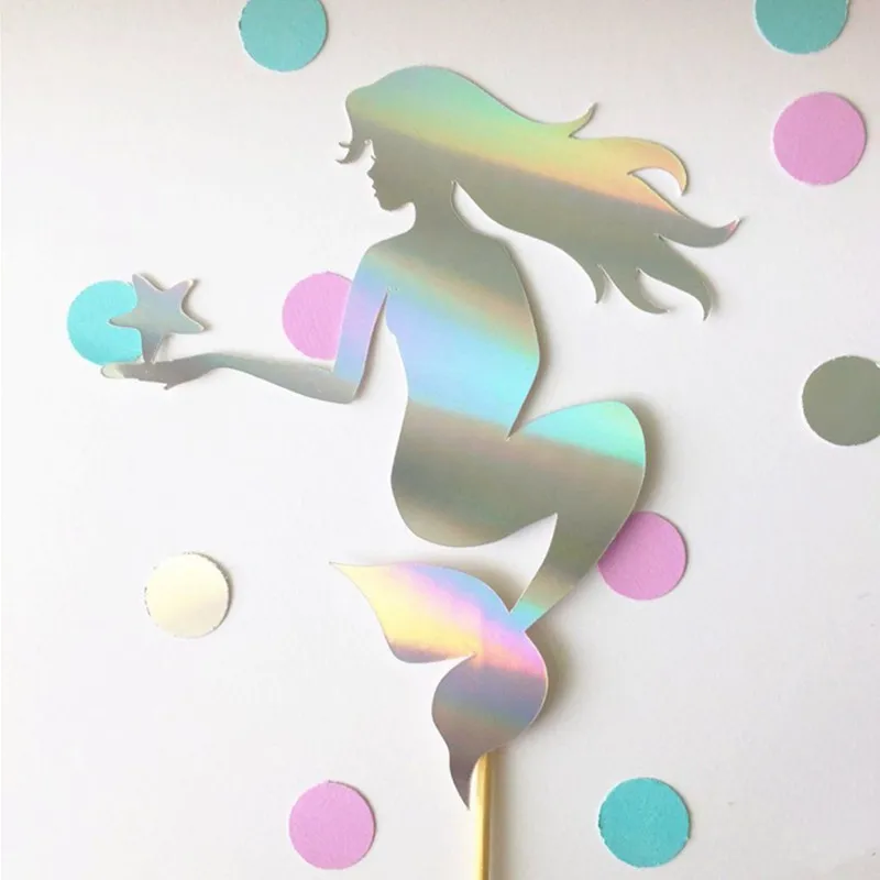 Новый хвост русалки акриловый торт Топпер Свадьба Русалка лазерный бумажный на