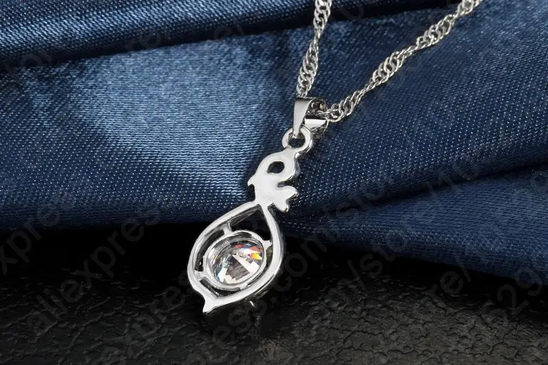 

New Arrival Women Wedding Jewelry Set With Silver And CZ Pendant Necklace Earring Set For Lover