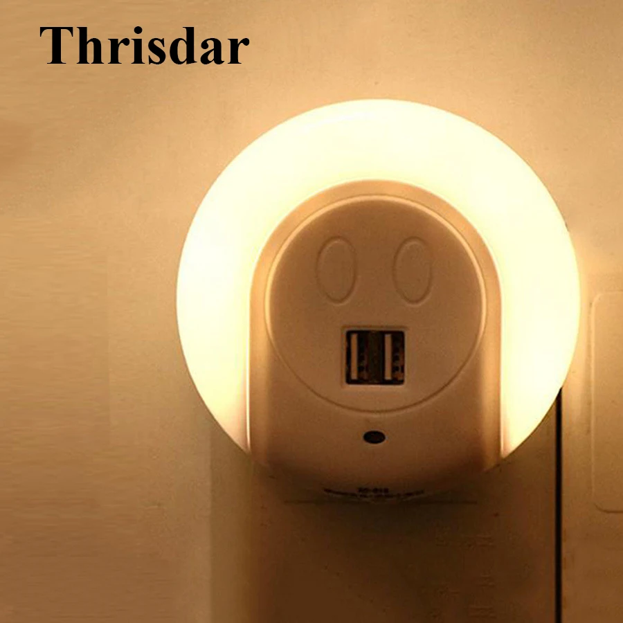 Светодиодный ночник Thrisdar с теплым белым светом и двумя USB портами 5 В 1 А|Ночники| |