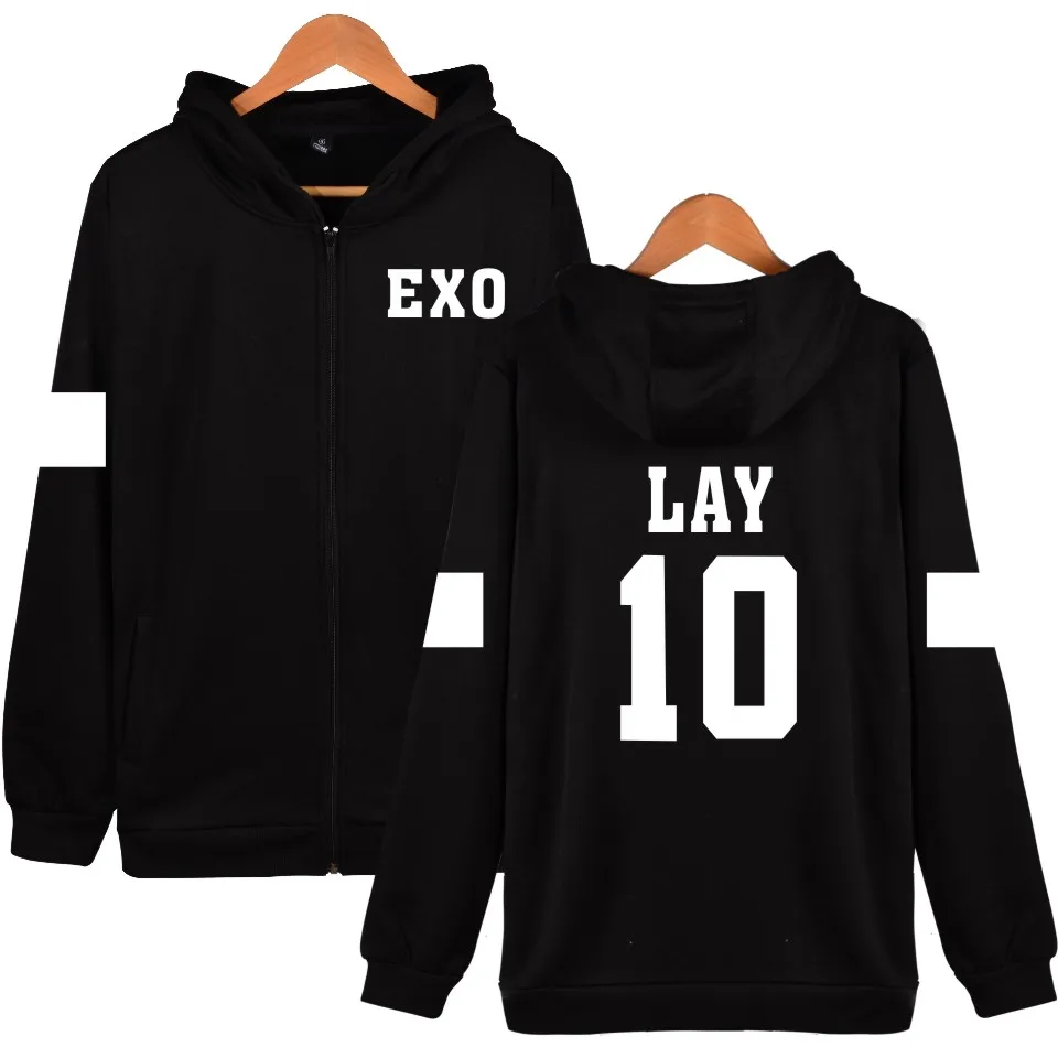 LUCKYFRIDAYF Kpop EXO толстовка с капюшоном Женская Корейская популярная хип-хоп зимняя куртка Модные женские толстовки свитшоты повседневная одежда - Цвет: Black