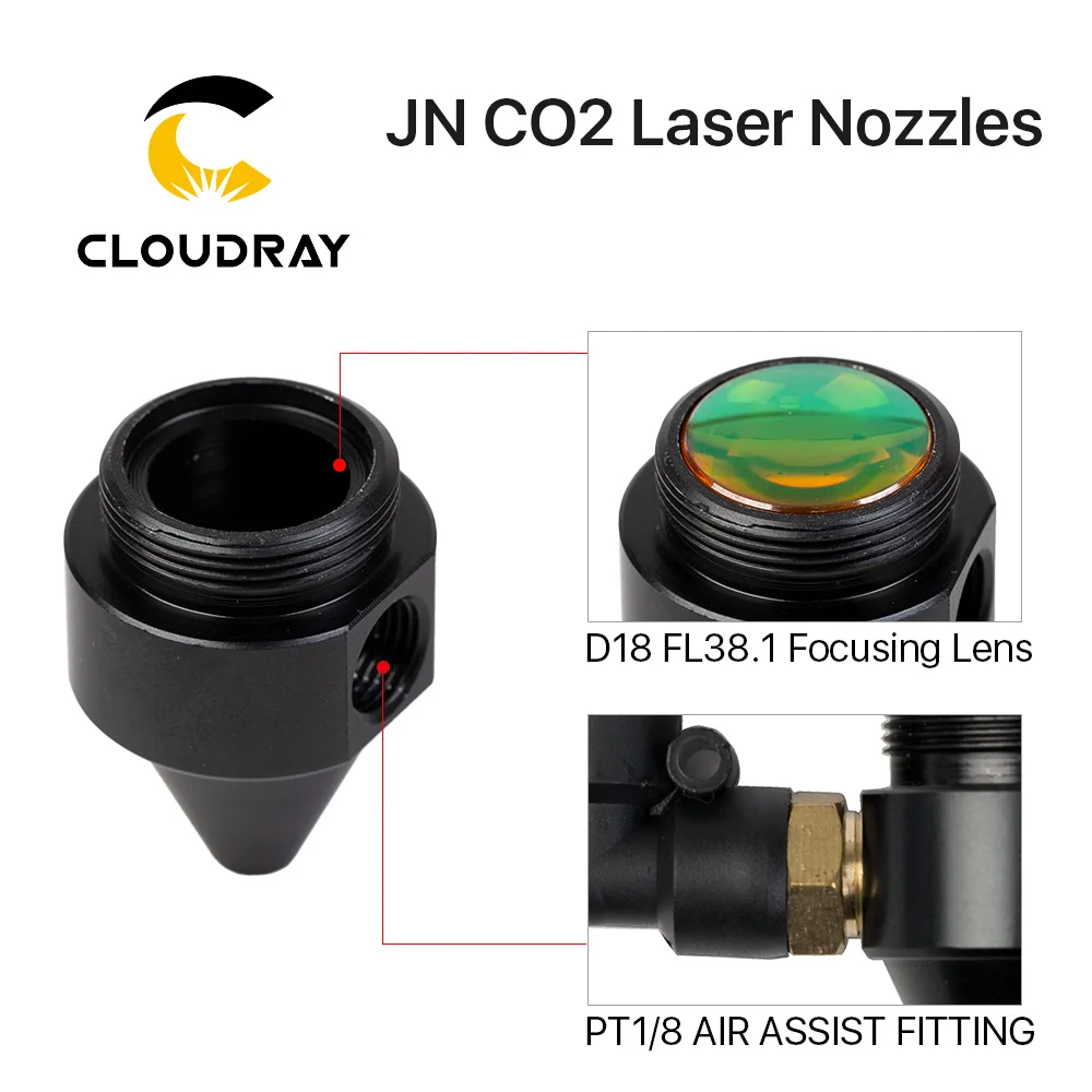 

Cloudray Air Nozzle Diameter 18mm FL38.1mm for Laser Head at CO2 Laser Cutting Machine