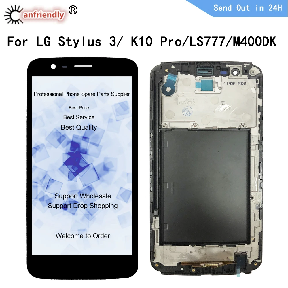 Pantalla LCD para LG Stylus 3 / K10 pro / LS777 / M400DK Stylus3 K10pro, digitalizador de pantalla con sensor de Panel t&aacute;ctil con montaje de Marco-0