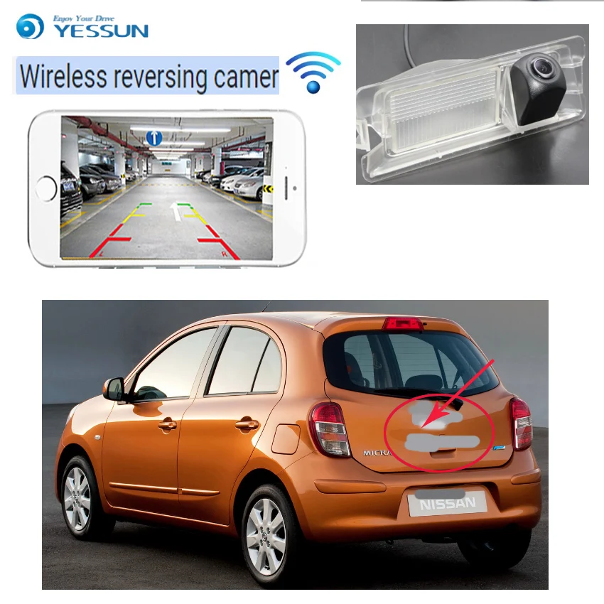 YESSUN wireless Rear View Camera For Nissan Micra March C+C K13 MK4 CCD Night Vision backup camera Reverse Camera License Plate